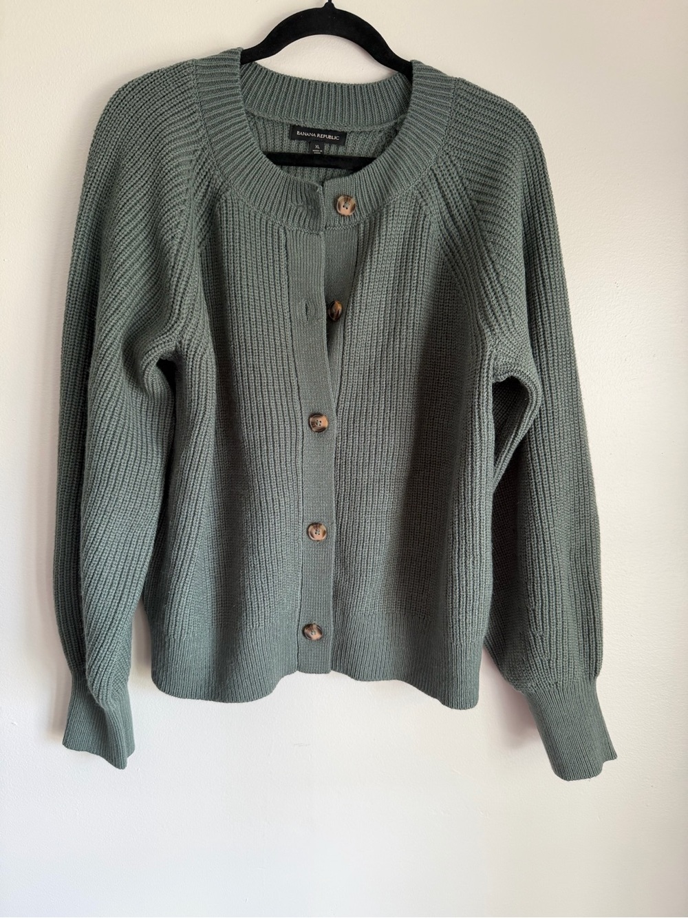 Banana Republic Sage Green Ribbed Button Cardigan
